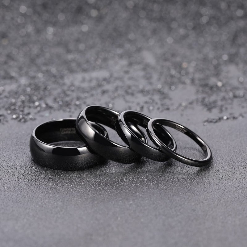 TRUMIUM 2mm Tungsten Rings for Women Men Thin Wedding Bands Engagement Promise Wedding Ring Beveled Edges Plain Domed Size 4.5 - Image 4